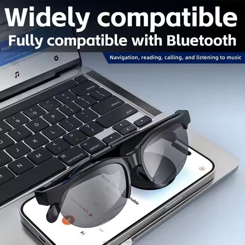 Smart Sunglasses 150 Languages ​​Real-time AI Translation, Binaural Wireless Stereo Smart Bluetooth Headset Glasses with Wireless HD Sun Protection Sunglasses for Outdoor Sports, Running and Cycling