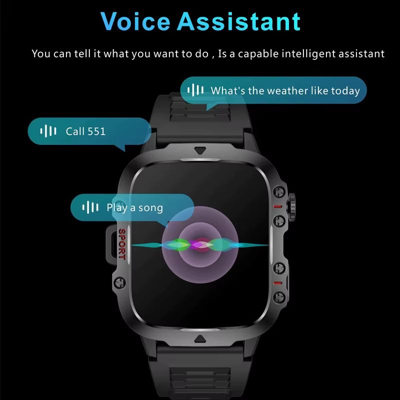 New Smart Watch Military Outdoor Sports Fitness Tracker Health Monitor Bluetooth Call Smart Watch ECG Heart Rate Detection Flashlight Compatible with Android IOS Outdoor Sports Smart Watch