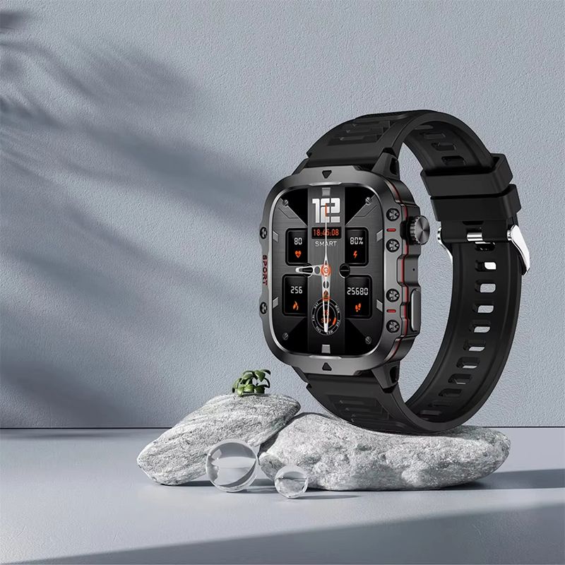 New Smart Watch Military Outdoor Sports Fitness Tracker Health Monitor Bluetooth Call Smart Watch ECG Heart Rate Detection Flashlight Compatible with Android IOS Outdoor Sports Smart Watch