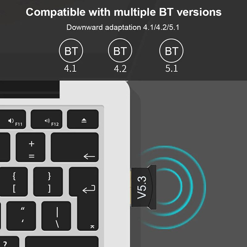 USB Wireless Bluetooth Adapter 5.3 Transmitter Receiver For Computer PC Laptop Phone Tablet Printer Headphone Speaker Wireless Mouse Keyboard USB Music Dongle Adapter Car Speaker