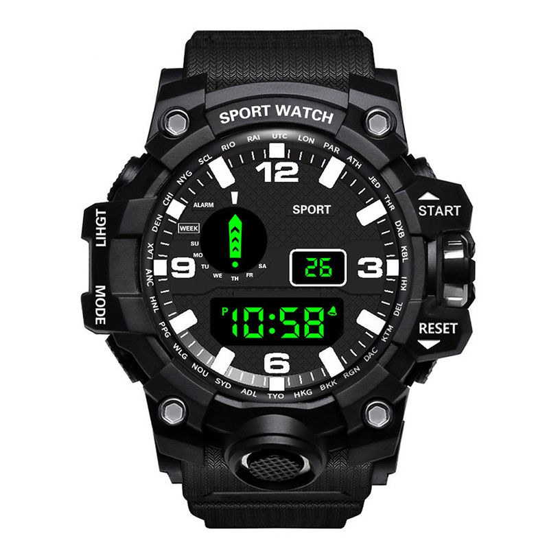 Sports Watch Men's LED Digital Watch Multi-function Military Clock Large Dial Waterproof Fitness Electronic Watch Men's Fashion Cool Luminous Electronic Watch