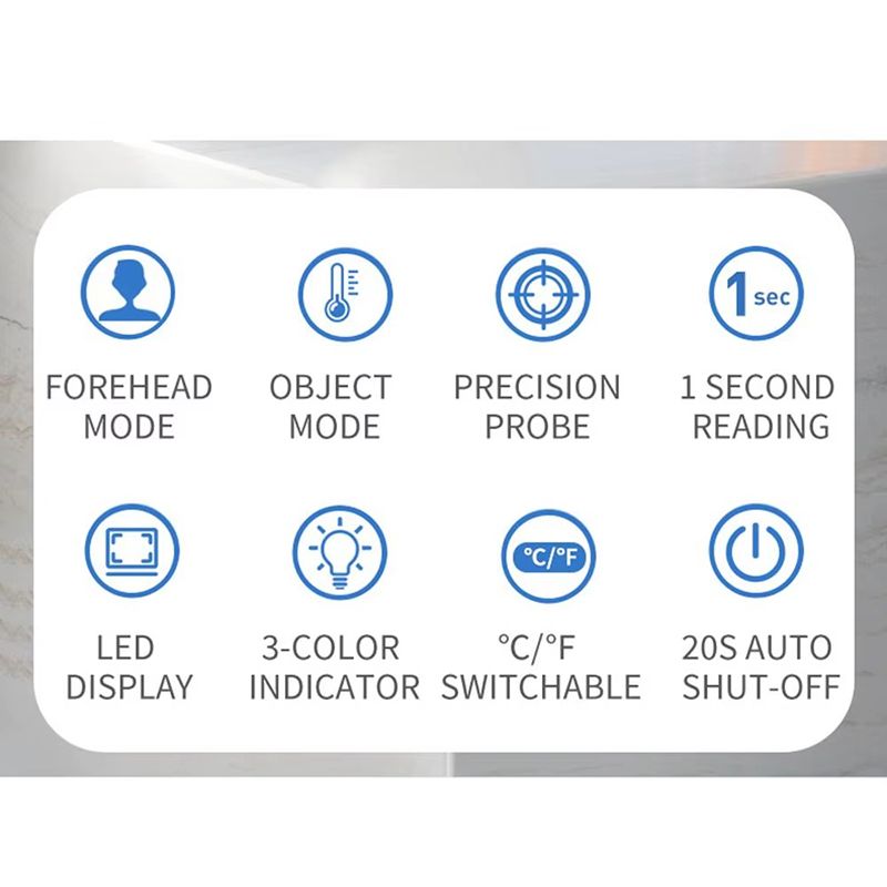 Non-contact Digital Infrared Thermometer Portable Precision Handheld Pyrometer LCD Display Screen Multifunctional IR Thermometer  Rechargeable IR Thermometer Medical Equipment