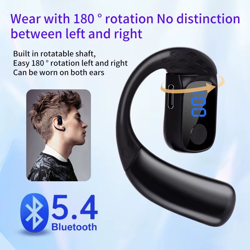 Bluetooth Earphones Neckband Wireless  Earbuds Stereo High-definition Waterproof Ultra Long Endurance Digital Display Sports Bluetooth Earpods Ear-Hook Left And Right Ears Can Be Rotated Adjusted