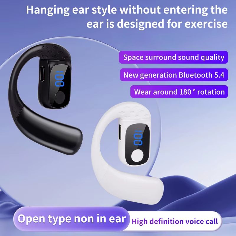 Bluetooth Earphones Neckband Wireless  Earbuds Stereo High-definition Waterproof Ultra Long Endurance Digital Display Sports Bluetooth Earpods Ear-Hook Left And Right Ears Can Be Rotated Adjusted