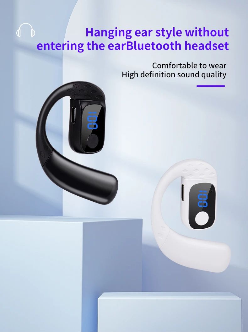 Bluetooth Earphones Neckband Wireless  Earbuds Stereo High-definition Waterproof Ultra Long Endurance Digital Display Sports Bluetooth Earpods Ear-Hook Left And Right Ears Can Be Rotated Adjusted