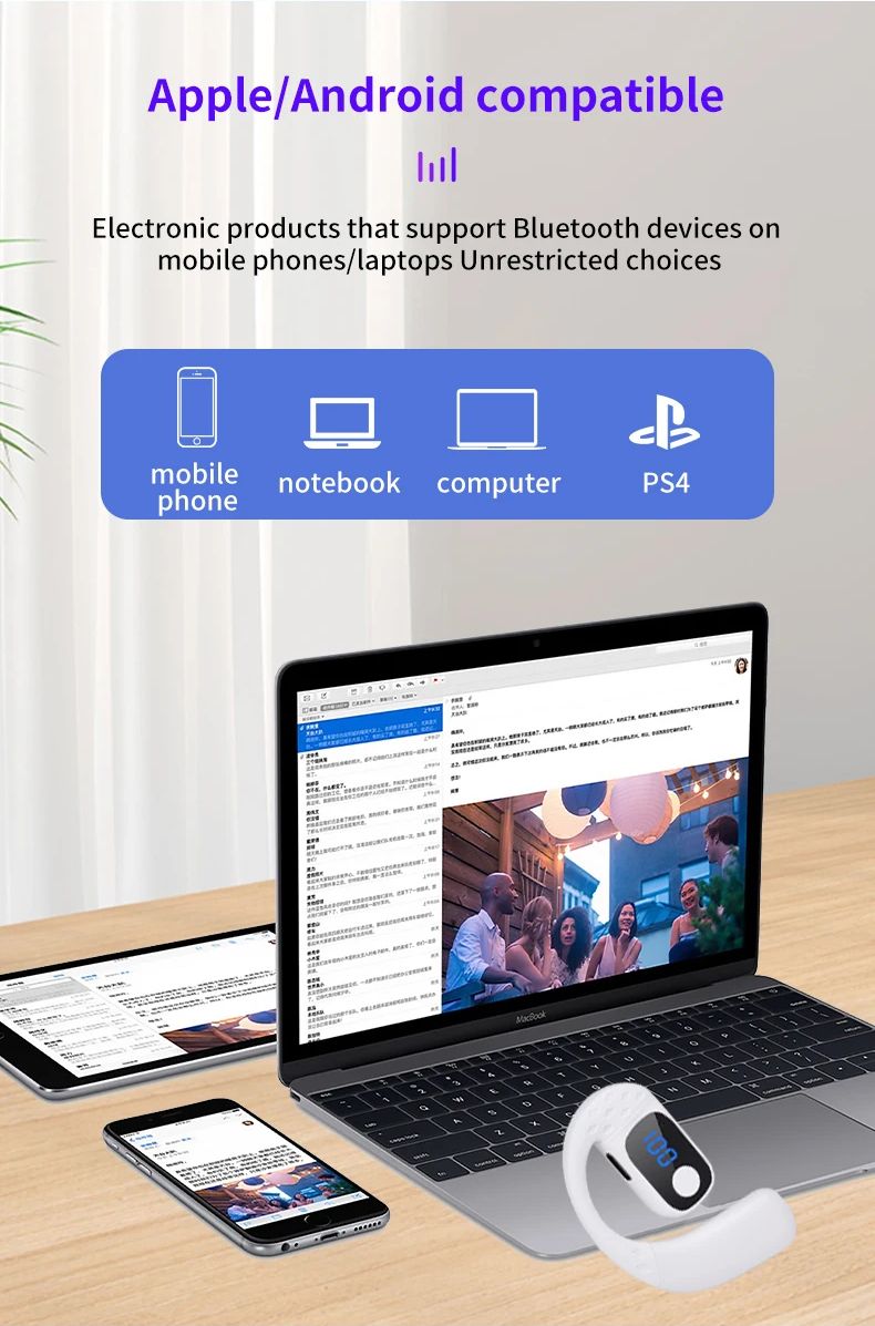 Bluetooth Earphones Neckband Wireless  Earbuds Stereo High-definition Waterproof Ultra Long Endurance Digital Display Sports Bluetooth Earpods Ear-Hook Left And Right Ears Can Be Rotated Adjusted