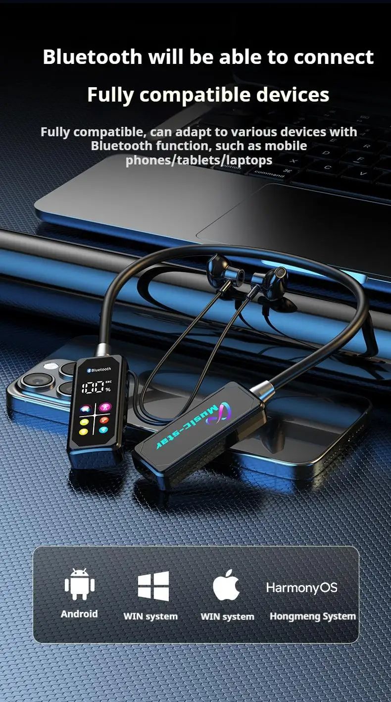 Sports Earphones Two Ears in-ear  Wireless Bluetooth Earpods  Neckband Earphones Earbuds  Ultra-Long Standby Ear Return Monitoring Card Plug-in Noise Reduction Comfortable And Stylish High Quality