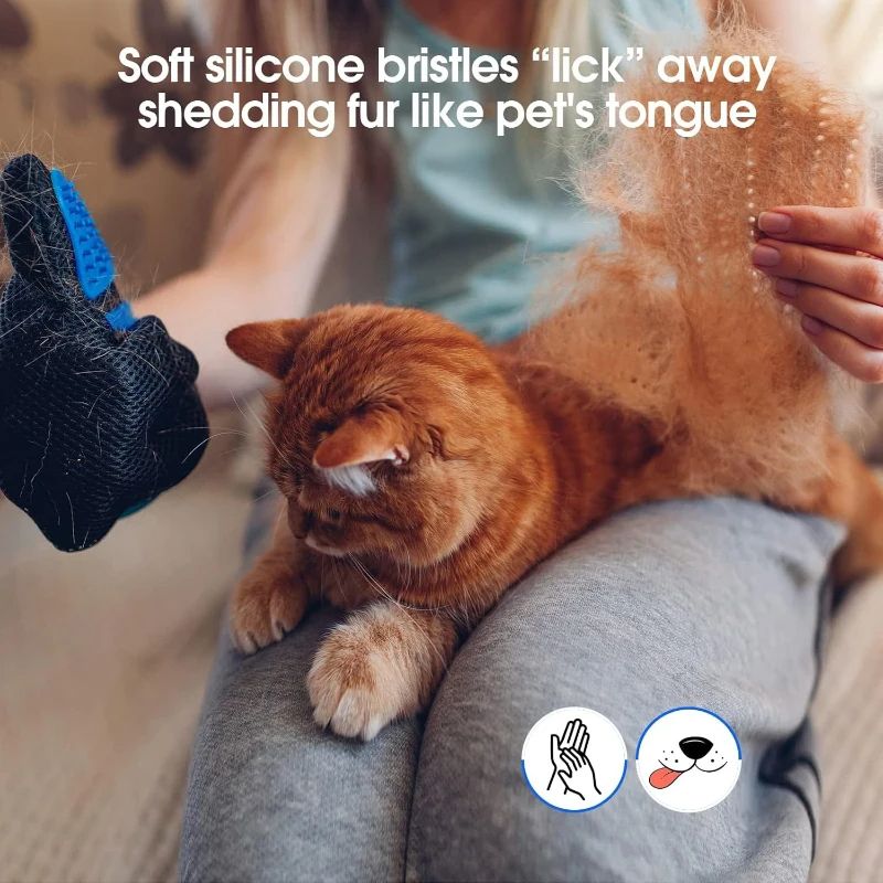 Pet Hair Removal Brush Cat and Dog Hair Removal Gloves Cat and Dog Floating Hair Bath Supplies Rubber Gloves Grooming Comb Pet Finger Cleaning Massage Tool Hair Removal Brush Pet Grooming Gloves
