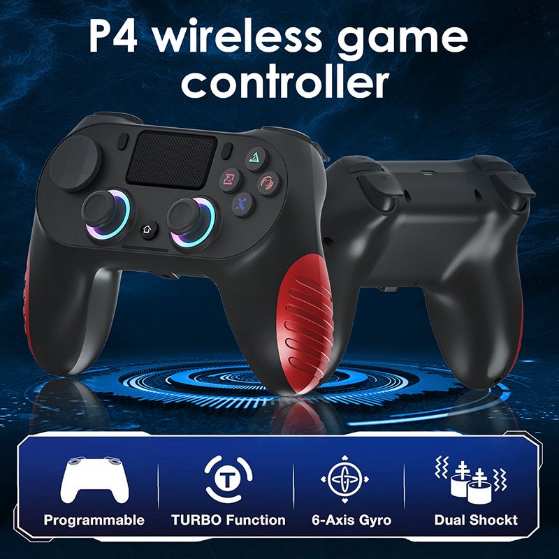 P4 Game Controller Wireless Bluetooth PC Joystick Six-axis Dual Four-vibration Gamepad Console With Light Game Console Game Pad For Android IOS Phone PC Tablet TV Box  Game Accessories