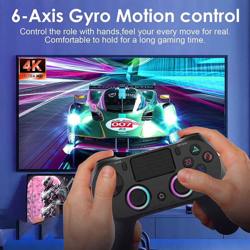 P4 Game Controller Wireless Bluetooth PC Joystick Six-axis Dual Four-vibration Gamepad Console With Light Game Console Game Pad For Android IOS Phone PC Tablet TV Box  Game Accessories