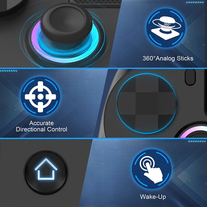 P4 Game Controller Wireless Bluetooth PC Joystick Six-axis Dual Four-vibration Gamepad Console With Light Game Console Game Pad For Android IOS Phone PC Tablet TV Box  Game Accessories