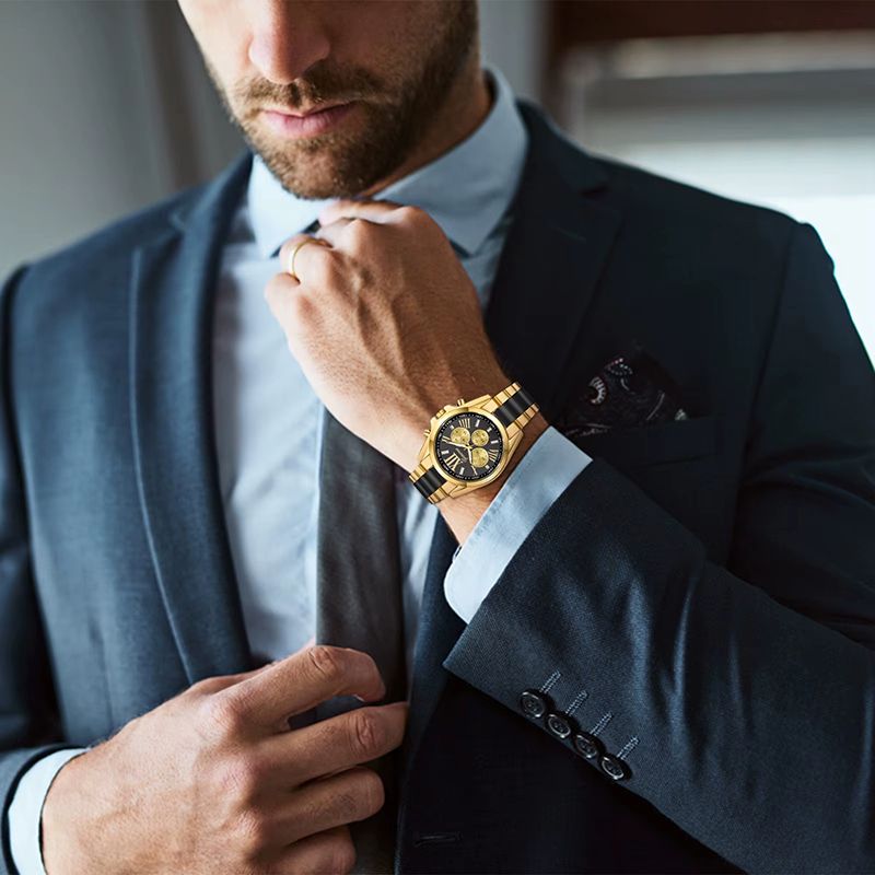 Fashion Business Watch Men Sports Mens Watch Top Brand Luxury Clock Male Quartz 2026 Men's Business Watch: Large-Dial Two-Tone Steel, Casual & Stylish Wrist Watch Birthday Gift Arrangement Men's Watch