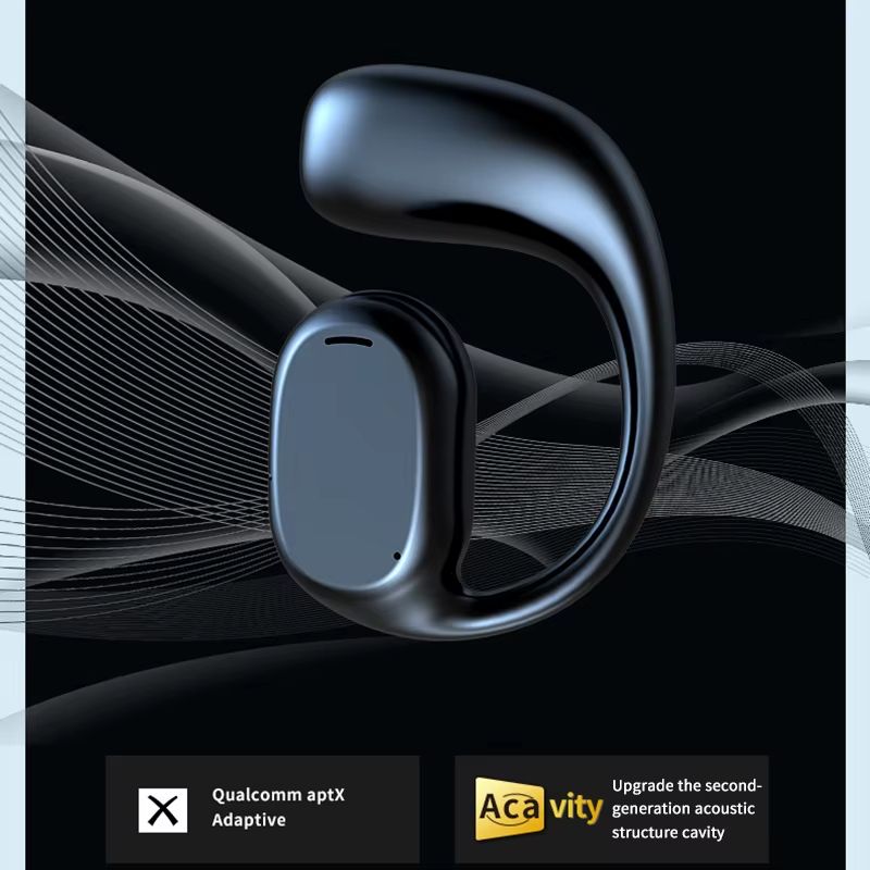 Wireless Bluetooth Earphone Bone Conduction Headphones Sports Earbud Ear-hook Waterproof Noise Reduction Earpods Display Touch Control Game Earpiece with Charging Case