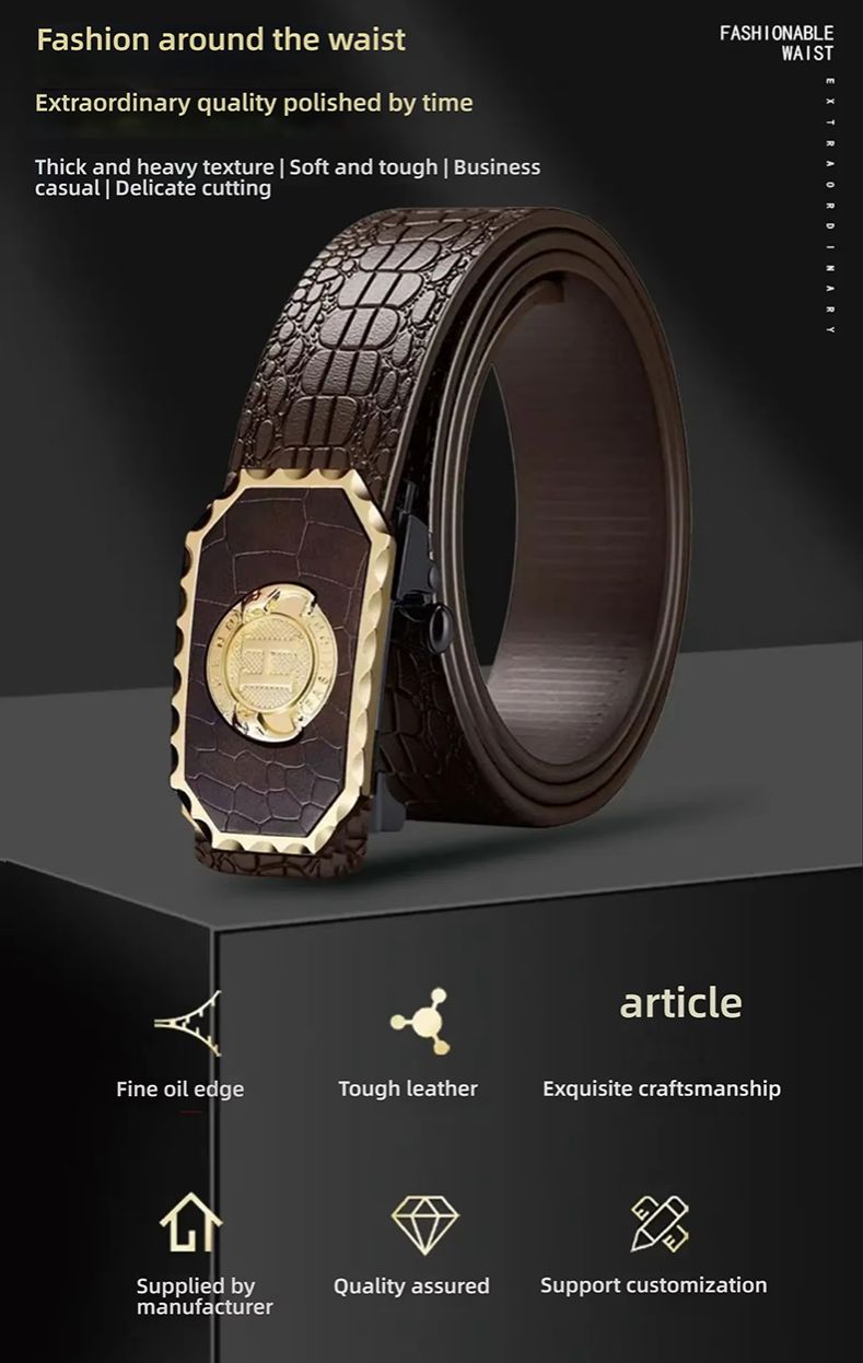 New Men Belts High Quality  Leopard Belt Success Men Belt Business Automatic Buckle Fashion Trend Casual All-match Belt Men Accessories