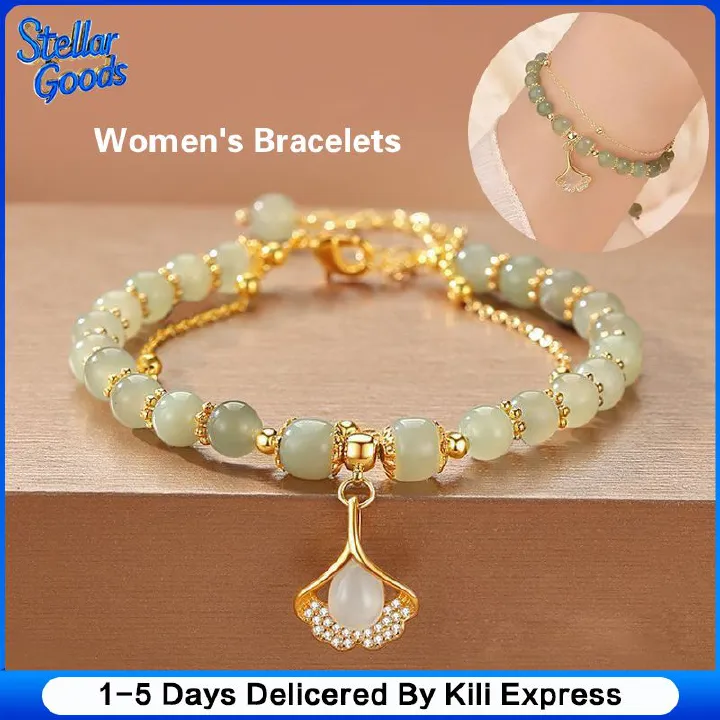 Women's bracelets, double-layer apricot leaf bracelets, women's fashion, high-end sense, Valentine's Day gifts for girlfriends, birthday gifts, female accessories