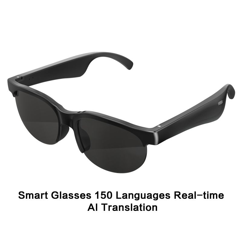 Smart Glasses 150 Languages ​​Real-time AI Translation, Binaural Wireless Stereo Smart Bluetooth Headset Glasses with Wireless HD Sun Protection Sunglasses for Outdoor Sports, Running and Cycling
