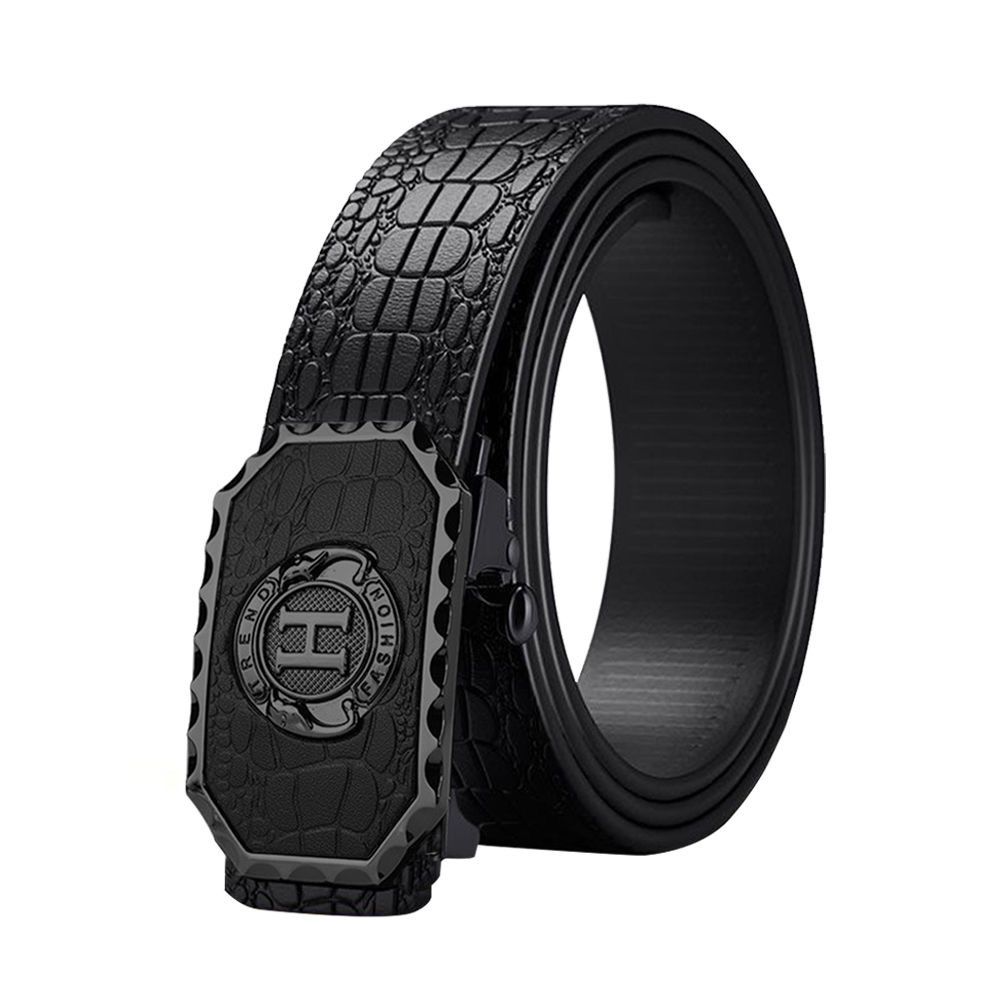 Men’s Crocodile Embossed Belt High Quality Automatic Buckle Business Casual Luxury Waist Strap Fashion Trend Casual All-match Belts Men Accessories