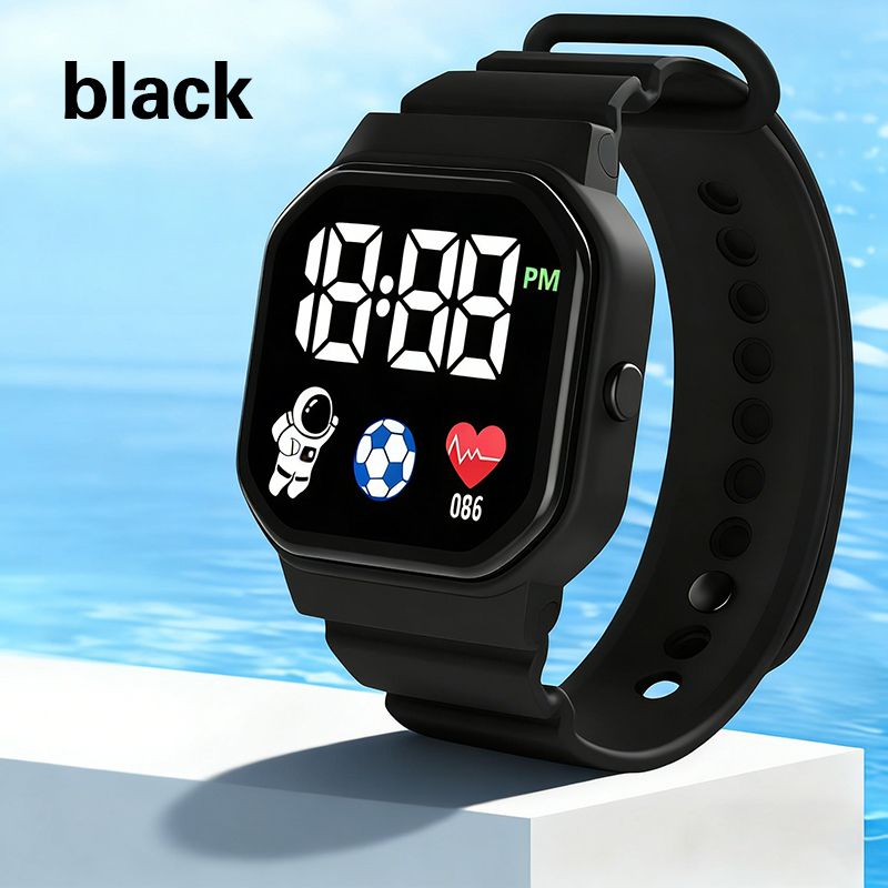 LED Digital Watch Men Women Sports Watch Astronaut Square Dial Silicone Strap Electronic Wristwatch Fashion Casual Student Watch Birthday Gift