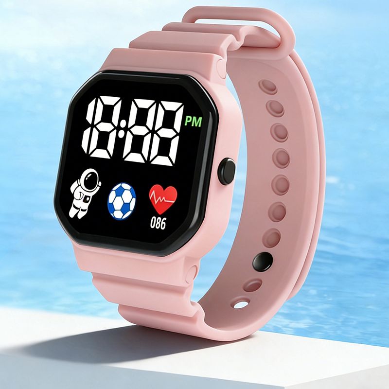 LED Digital Watch Men Women Sports Watch Astronaut Square Dial Silicone Strap Electronic Wristwatch Fashion Casual Student Watch Birthday Gift