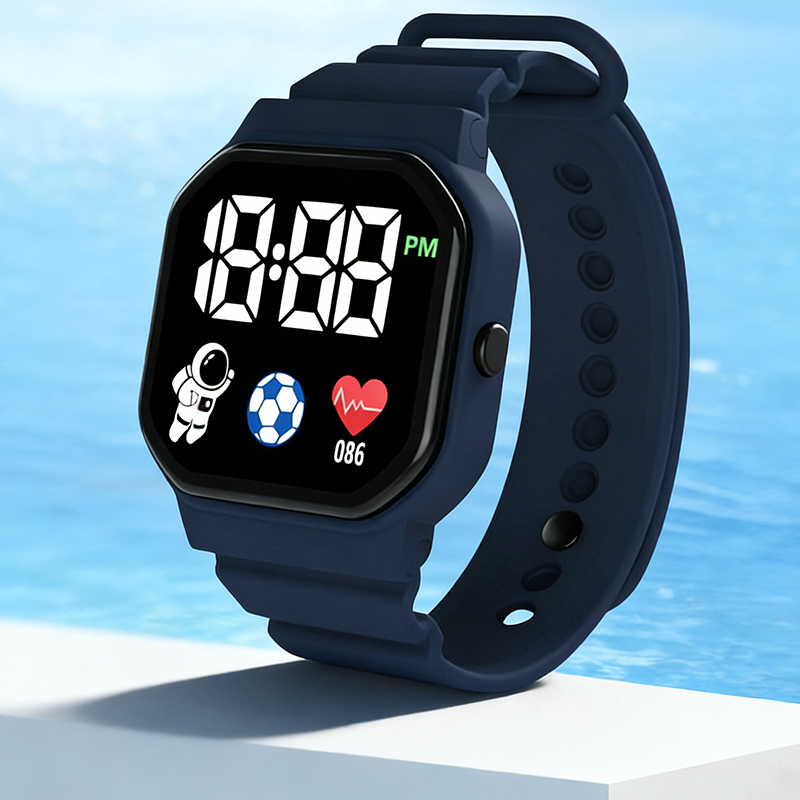 LED Digital Watch Men Women Sports Watch Astronaut Square Dial Silicone Strap Electronic Wristwatch Fashion Casual Student Watch Birthday Gift