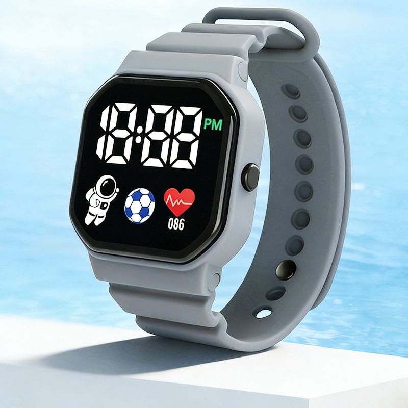 LED Digital Watch Men Women Sports Watch Astronaut Square Dial Silicone Strap Electronic Wristwatch Fashion Casual Student Watch Birthday Gift