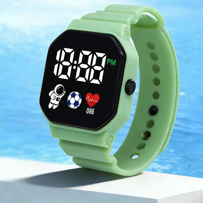 LED Digital Watch Men Women Sports Watch Astronaut Square Dial Silicone Strap Electronic Wristwatch Fashion Casual Student Watch Birthday Gift