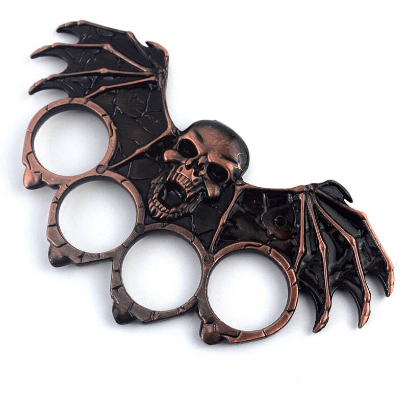 Self-Defense Brass Knuckles | Brass Knuckle Duster Bottle Opener | Self Defense Tool | Car Window Breaker | Outdoor EDC Emergency Survival Gear Skull Design