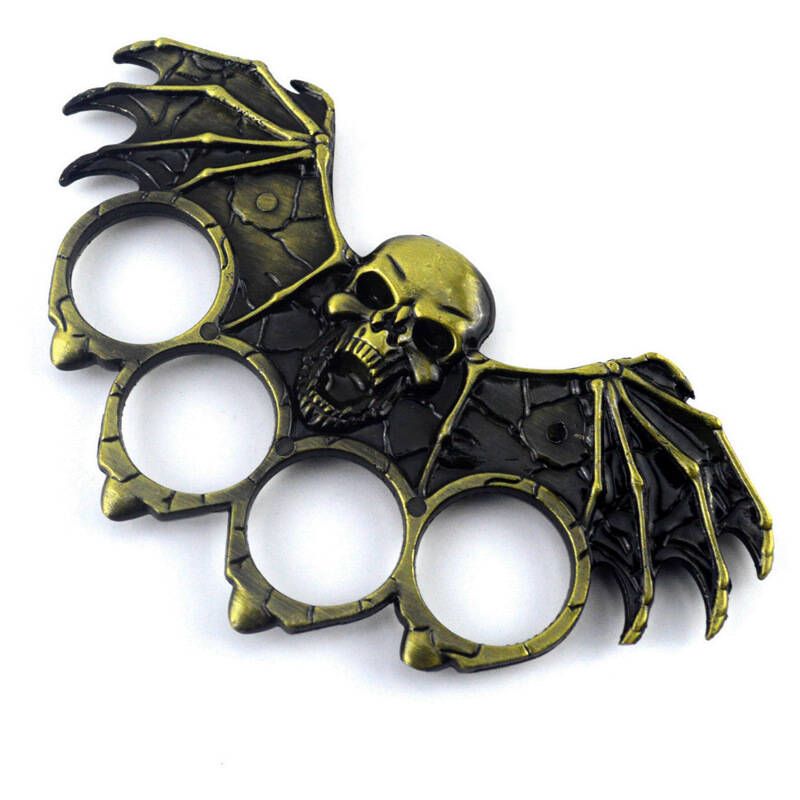 Self-Defense Brass Knuckles | Brass Knuckle Duster Bottle Opener | Self Defense Tool | Car Window Breaker | Outdoor EDC Emergency Survival Gear Skull Design