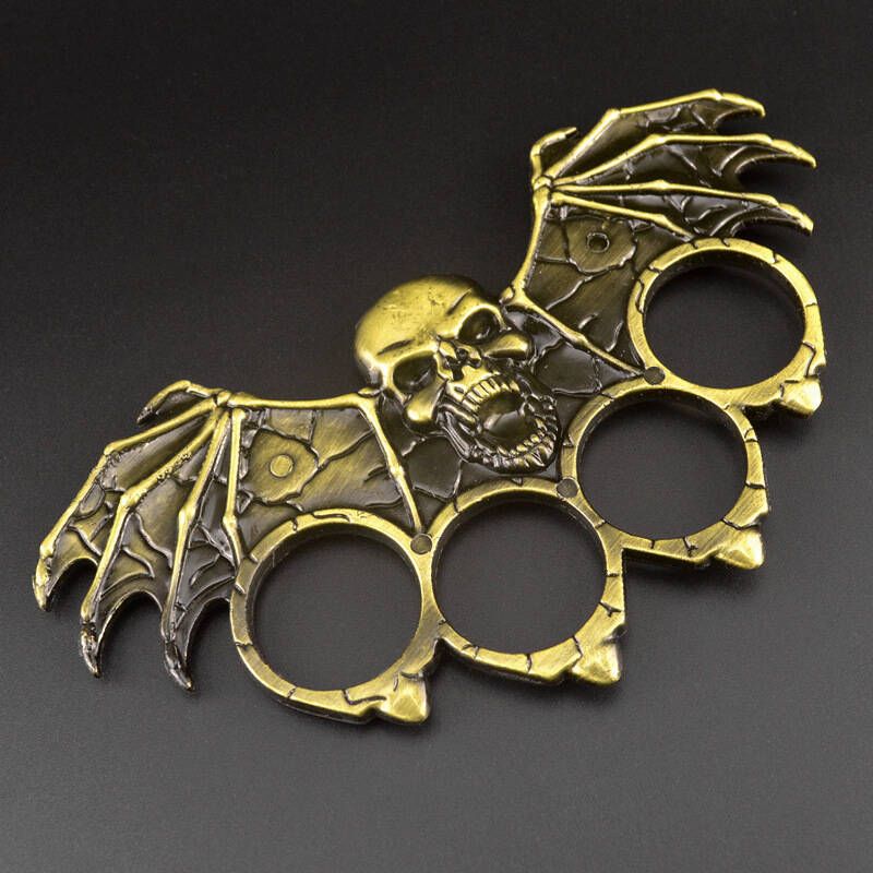 Self-Defense Brass Knuckles | Brass Knuckle Duster Bottle Opener | Self Defense Tool | Car Window Breaker | Outdoor EDC Emergency Survival Gear Skull Design