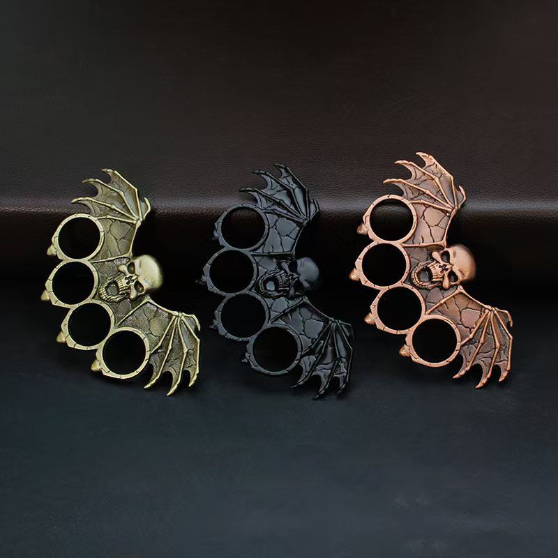 Self-Defense Brass Knuckles | Brass Knuckle Duster Bottle Opener | Self Defense Tool | Car Window Breaker | Outdoor EDC Emergency Survival Gear Skull Design