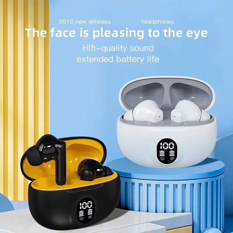 Original S510 TWS Wireless Earphone  Hot Mini In-Ear Hifi  Stereo Ear Phone BT 5.3 Wireless Earbuds Touch Control Sports Gaming Headset With LED Power Display