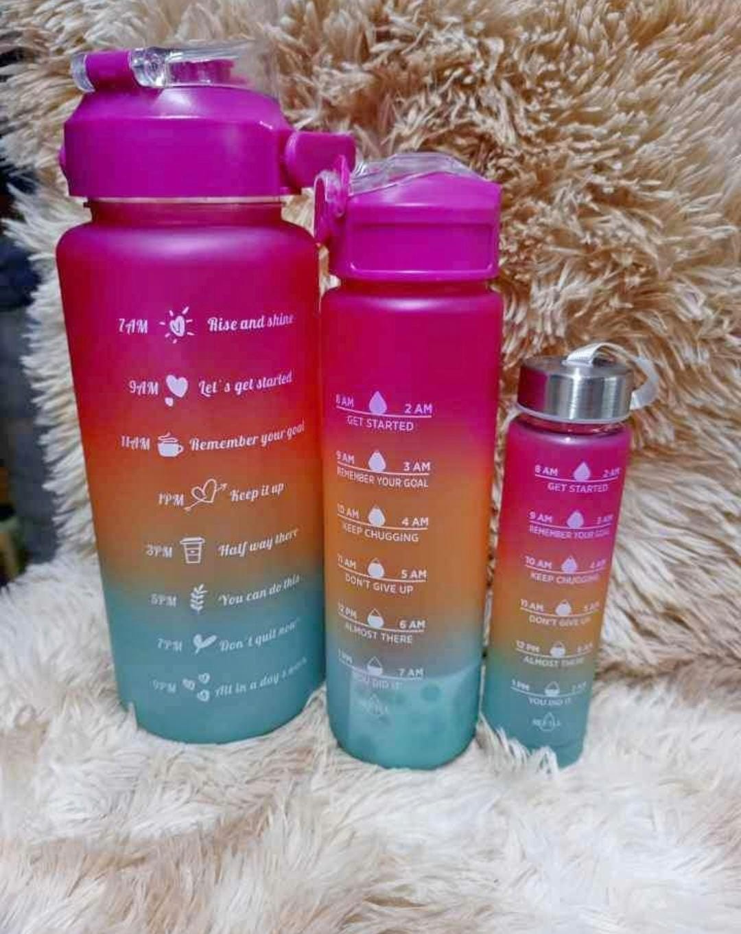 3 in 1 Water bottles , plastic BPA free material 2000ml, 900ml, 300ml