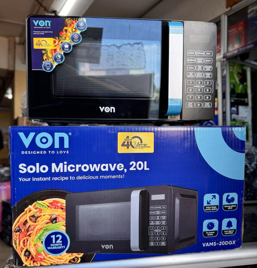VON 20L Microwave Oven Digital Control With Touch Control Panel 700W Black VAMS-20DGX 700W 1 Year Warranty