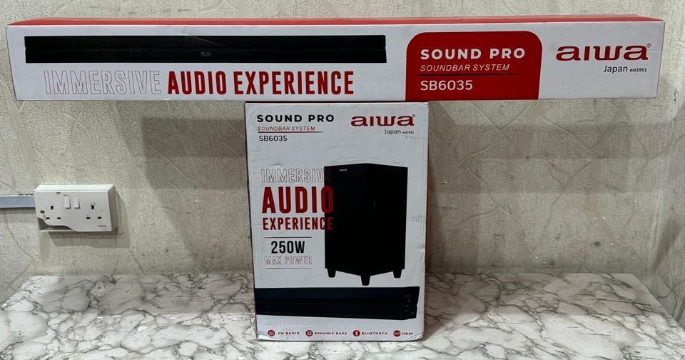 AIWA SB6035 2.1CH Soundbar Blutooth Connection 250W FM Radio Digital Display Remote control Dynamic Bass 1 Year Warranty
