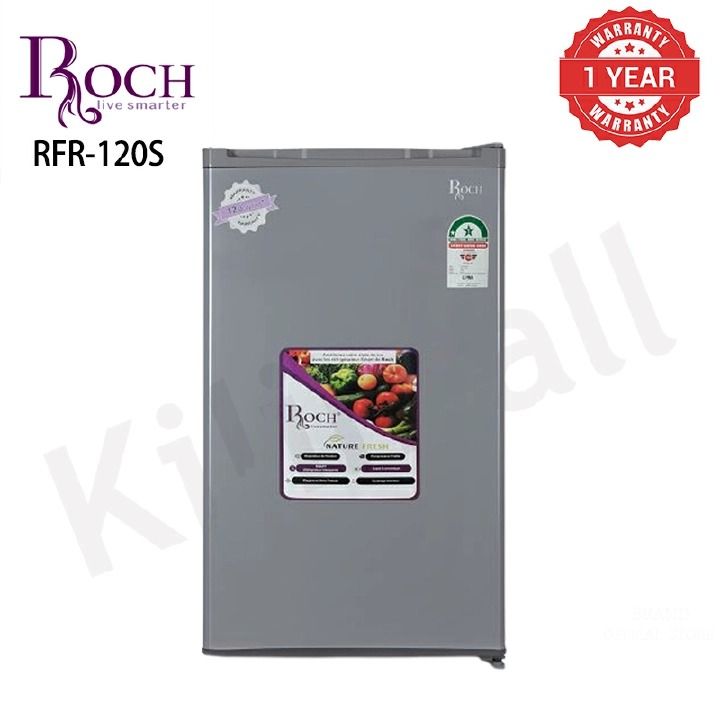 ROCH 90Ltrs Single Door Fridge RFR-120S-I Silver Energy Saving And Low Noise Interior Led Light 1 Year Warranty