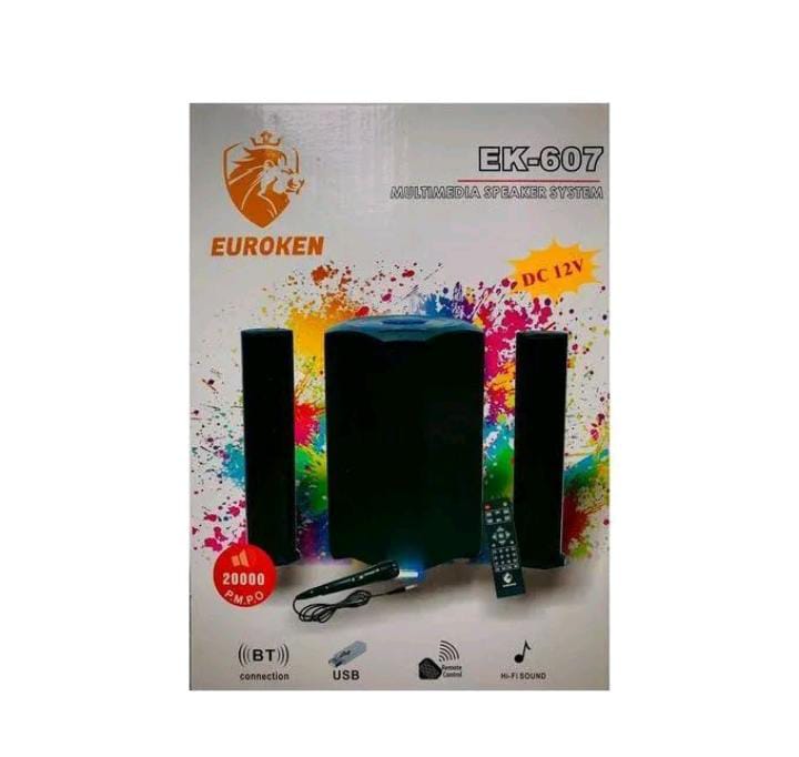 Euroken EK-607 MTUNGI WOOFER 20000W, Home Theatre Woofer BT FM Speaker 20000W FREE MIC P.M.P.O 20000W 2.1 Multimedia