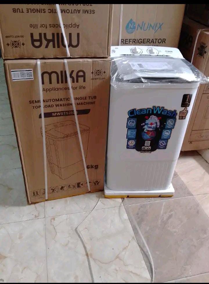 Mika Semi Automatic 6Kg Top Load Washing Machine - Single Tub Design: Combines washing and spinning for convenience, Energy Efficient: Reduces water and electricity consumption.