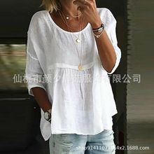 Foreign trade spring and summer new loose plus size women's clothing fashion printed casual long sleeved T-shirt for women