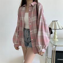 High end design, niche shirt, women's autumn outfit, retro Hong Kong style, versatile, loose checkered shirt