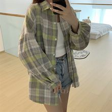 High end design, niche shirt, women's autumn outfit, retro Hong Kong style, versatile, loose checkered shirt