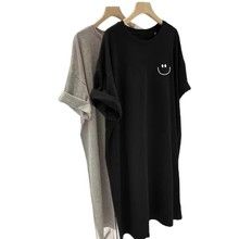 Summer new printed short sleeved T-shirt dress, women's casual over the knee, belly covering, plus size, fat mm T-shirt dress