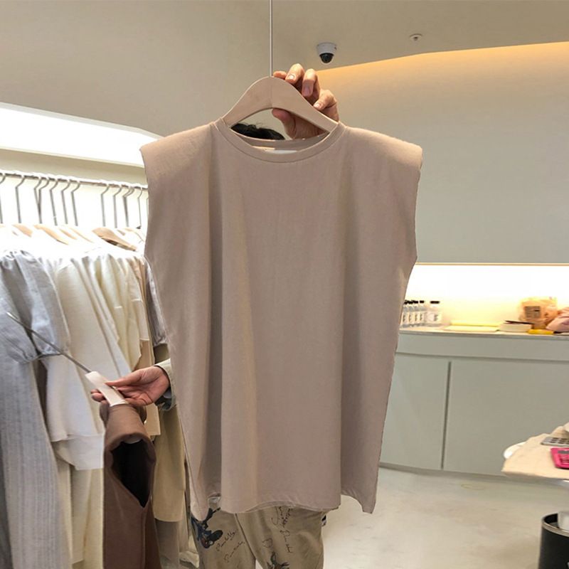 White vest women's loose round neck I-shaped sleeveless top