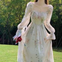 New stunning long sleeved chiffon dress, fairy super fairy forest style, gentle breeze, tea break, French first love dress