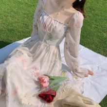 New stunning long sleeved chiffon dress, fairy super fairy forest style, gentle breeze, tea break, French first love dress