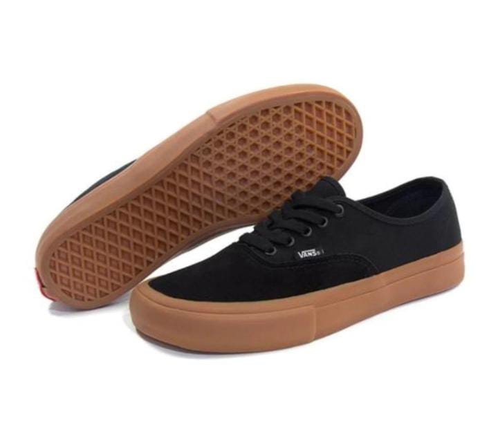 Vans Authentic Black Gum Low Top Canvas Shoes, Men Women Casual Fashion Unisex Sneakers