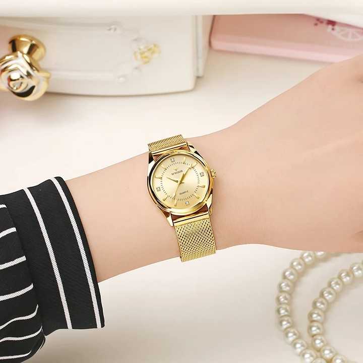 BIG SALE 30% OFF DISCOUNT Luxury Brand New Gold Watch Ladies + Free Gold Necklace Elegant Diamond Quartz Wrist Watches For Women
