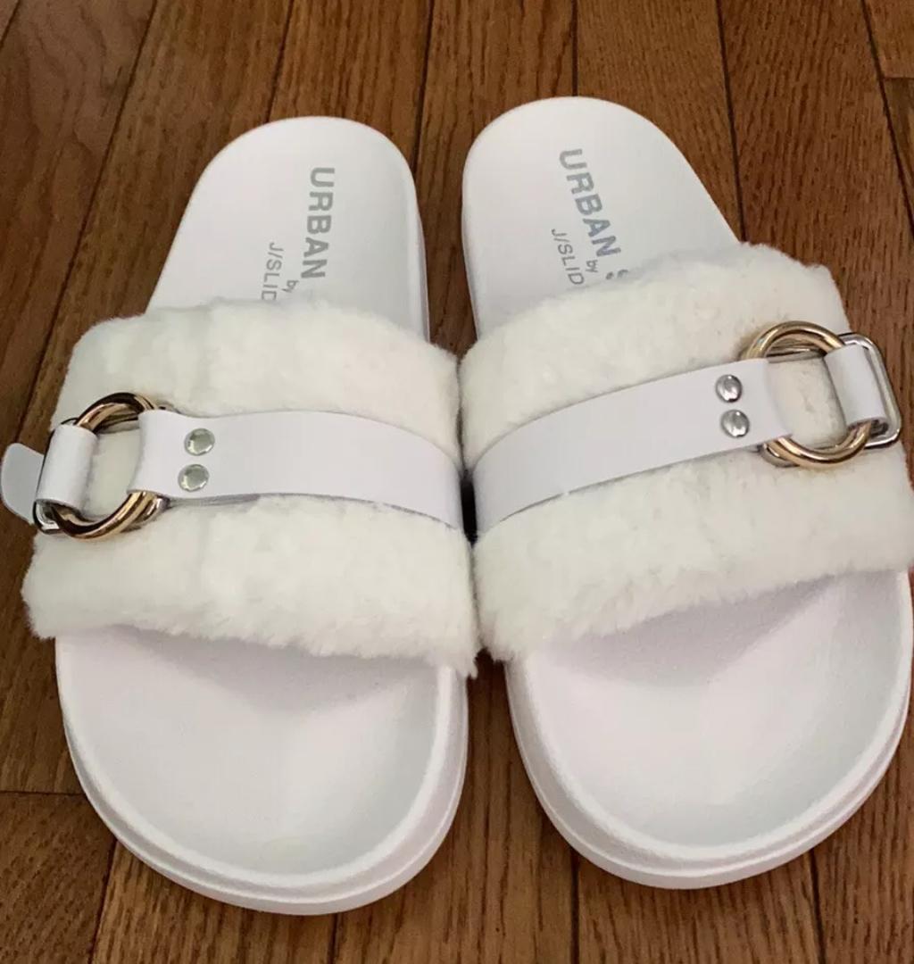 Fur Slippers Women Outdoor Fashion Metal Platform Slipper