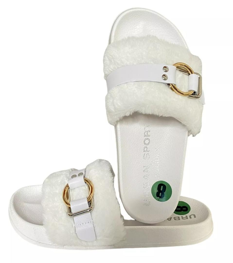Fur Slippers Women Outdoor Fashion Metal Platform Slipper