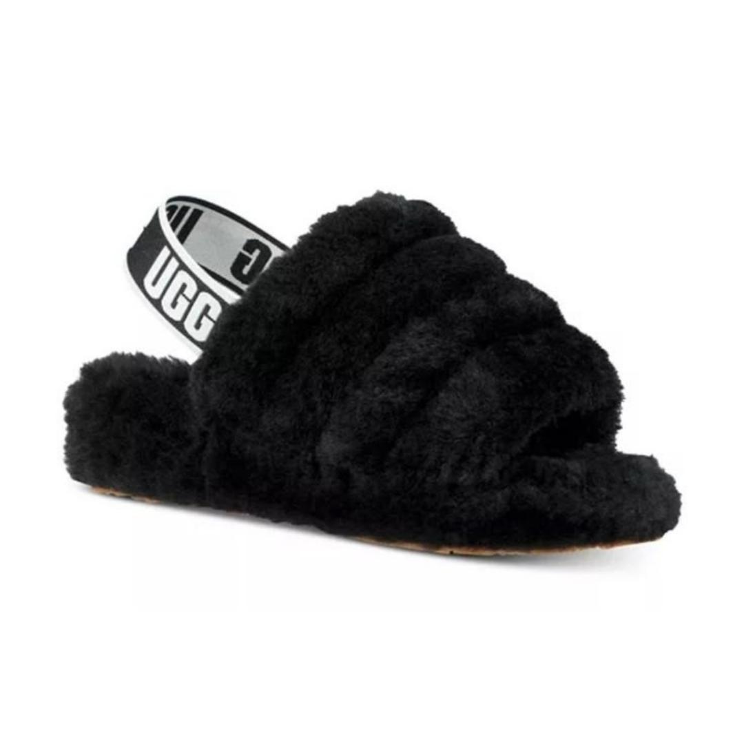 Premium Ladies Womens Fluffy Faux Fur Slippers Women Indoor Outdoor Fashion Metal Platform Slipper Open Toe Slides Sandals