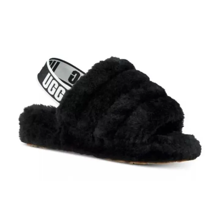Premium Ladies Womens Fluffy Faux Fur Slippers Women Indoor Outdoor Fashion Metal Platform Slipper Open Toe Slides Sandals